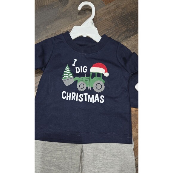 Planet Cotton I Dig Christmas 2pc Baby Outfit NWT Sz 12M B9 - Picture 3 of 4